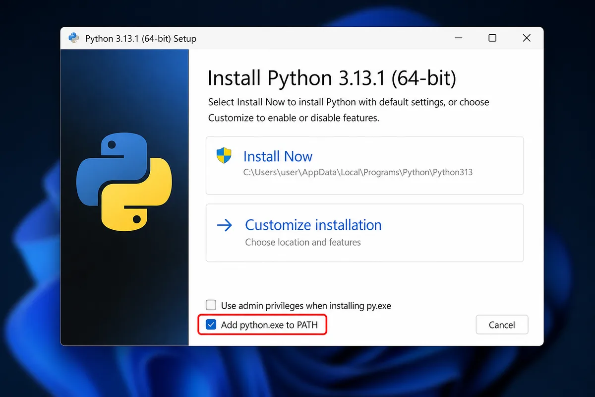 Installation Python sur Windows